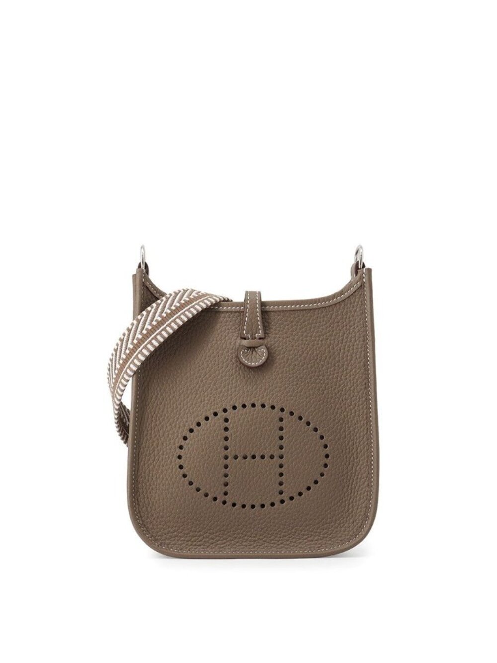 Hermes Shoulder Bag Evelyne TPM 111 Amazon Sangle Caval Etoupe Silver Taurillon